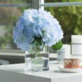thumbnail image 2 of Enova Home Artificial Silk Hydrangea Flower in Rectangle Glass Vase, Fake Floral Arrangement in Vase with Faux Water (Light Blue), 2 of 4