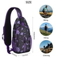 thumbnail image 5 of Sling Backpack,Purple Halloween Ghosts Skulls and Bats Crossbody Bag with Water Bottle Holder,Waterproof Sling Bag for Men/Women with Chest Phone Holder for Hiking,Travel, 5 of 6