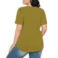 thumbnail image 4 of Army Green S WIZUTIZ Womens Tops Reduced Price Cotton Linen Loose Fit Fashion Work Out Tshirt Ladies Basic Short Sleeve T-shirt Tunics Round Neck Tshirts Holiday Beach Oversize Tee Trendy Solid Blous, 4 of 6