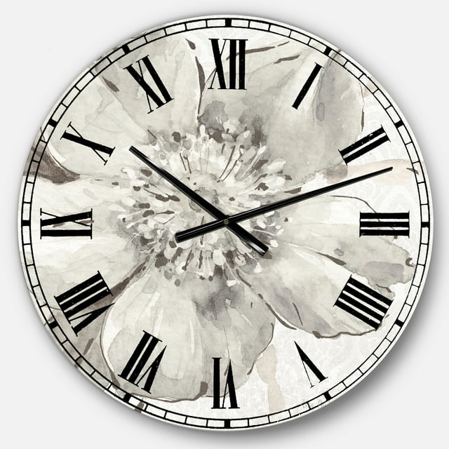 DesignArt Indigold Pivoines Grises III Grande Horloge Murale
