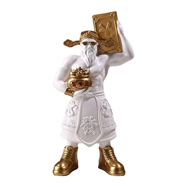 Estatuilla del dios chino de la riqueza, estatua de Cai Shen, arte creativo, escultura de , adorno de escritorio para decoración del hogar