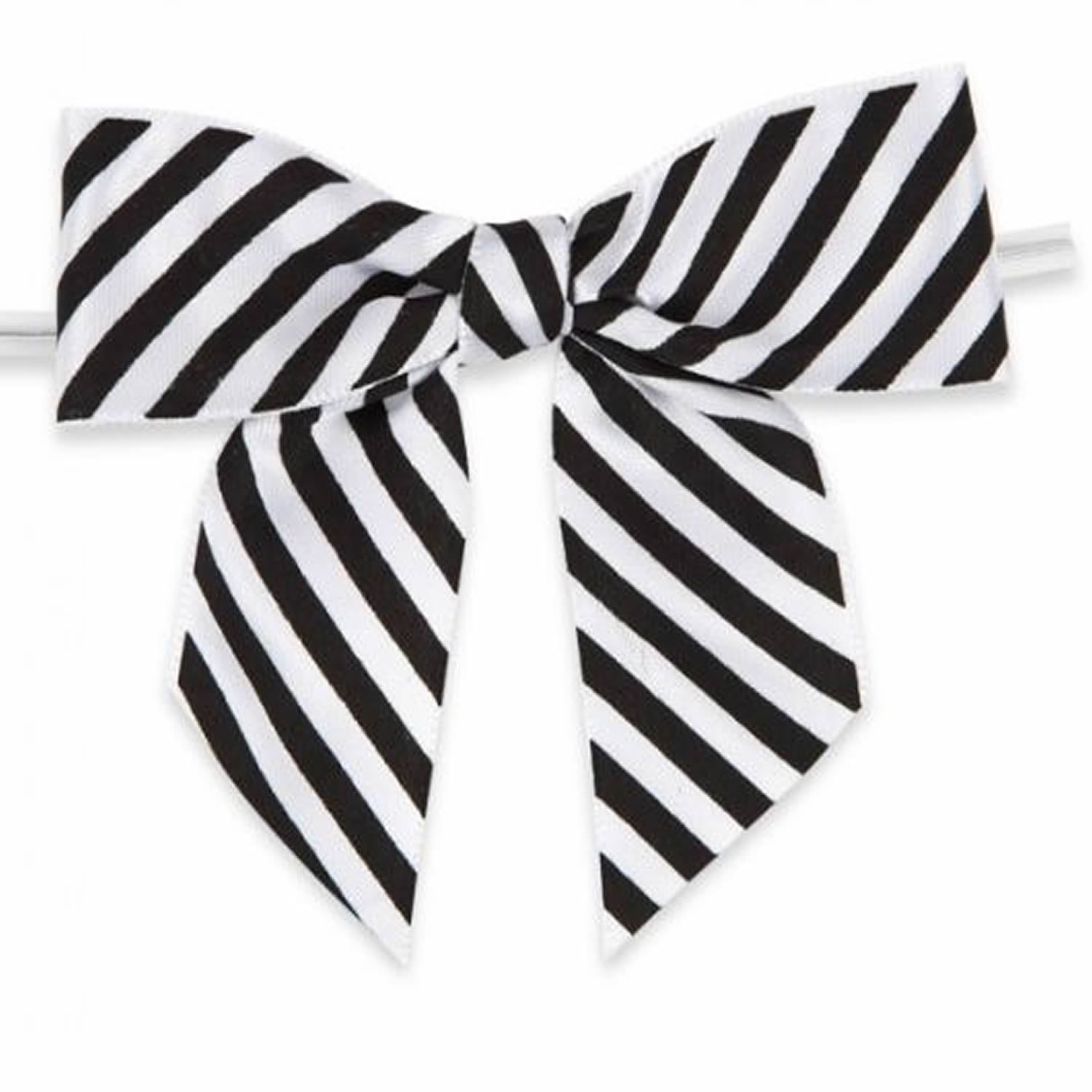 Solid Diagonal Stripe Ribbon 1/8 Inch Tuxedo Black White Stripe 