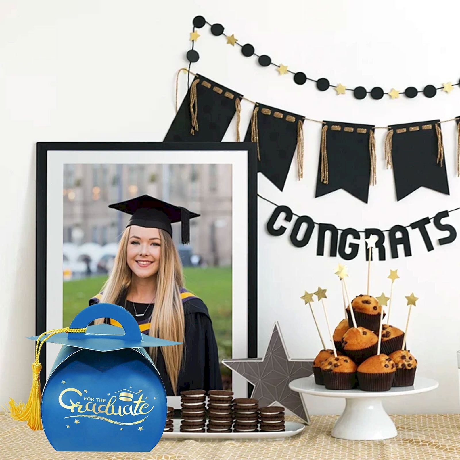 Graduation Cap Gift Boxes, Clearance, Graduation Decorations Class of 2026 Candy Box with Tassel for 2026 Grad Party Favors Supplies, Blue
