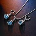 thumbnail image 3 of Silver Drop Jewelry Set for Women Cubic Zircon Teardrop Dangle Earrings And Necklace Set for Wedding Bridal Accessories, 3 of 7