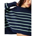thumbnail image 4 of xiaxaixu Chandail en Tricot Uni/à Rayures pour Femmes Col Rond Manches Longues Pulls Amples Printemps Automne Décontractés Mode Urbaine, 4 of 6