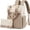 Beige Khaki, variant on Mini Backpack Purse for Women, Small Backpack Cute Convertible Fashion Day Pack with USB Charging Port for Work Travel Daily Shopping Dating
