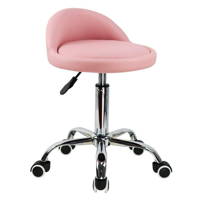 Taburetes Gjratorios KKTONER Rosa con Respaldo Bajo para Trabajo en Hogar, Salón, SPA y Masaje
