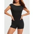 thumbnail image 6 of Women Solid Color Playsuits 1/4 Sleeve Summer Backless Jumpsuits Slim Casual Short Rompers Clubwear, 6 of 10