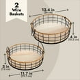 thumbnail image 3 of 2 Pack Round Wire Baskets with Handles, Metal Storage Trays for Home Decor (2 Sizes), 3 of 10