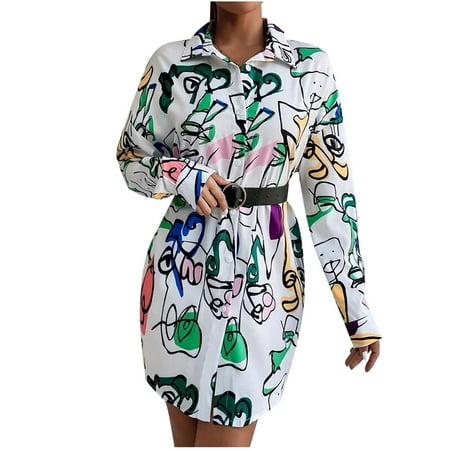 

TYLBkk CLEARANCE Girls Jacket Long Sleeve Shirts For Women Lapel Belt Loose Casual Button Print Shirt Top/Shirt Women Fashion Belt Top Ed Blouse Pullover