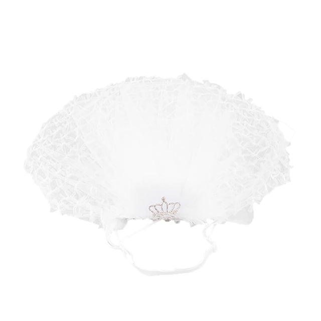 Mascota gato novia tocado corona patrón decoración cosplay accesorios de boda para cumpleaños boda fiesta (blanco, talla S)