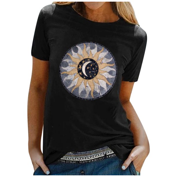 Gibobby Camiseta de manga corta para mujer Blusa mujer Túnica Viaje Mujer Camiseta manga corta CasualLoose Tee Tops(Negro,M)