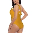 thumbnail image 4 of Haiem Goldenrod Women's One Piece Swimsuits Tummy Control One Shoulder Bathing Suits Ruffle Swimwear-Large, 4 of 8