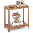 thumbnail image 1 of Gymax 2-Tier Side Table Teak Wood Stand Utility Storage Shelf Organizer Entryway Bench, 1 of 10