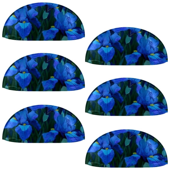 PhooArto 6 Pcs Cup Drawer Pulls, Blue Irises at Night Shell Shape Handles Cabinet Knobs for Dresser Cupboard Closet Wardrobe with Screws
