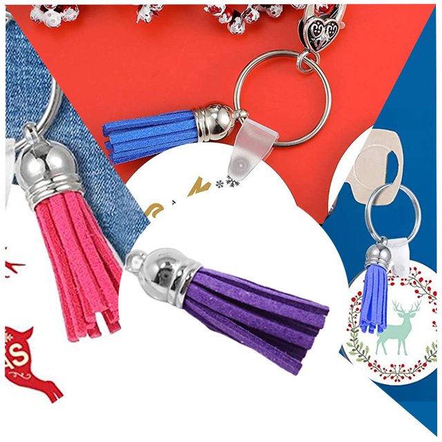 28 Pieces Keychain Charms Creative Delicate Keyring Pendant Tassels Simple Handbag Decor Tassel Craft Decoration DIY Accessory Purple