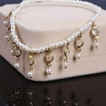 thumbnail image 3 of AYYUFE Women's Faux Pearl Rhinestone Anklet Bracelet Tassels Barefoot Ankle Foot, 3 of 4