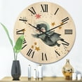 thumbnail image 2 of Designart 'Little Penguin Flying Planets and Stars I' Farmhouse Wood Wall Clock, 2 of 5