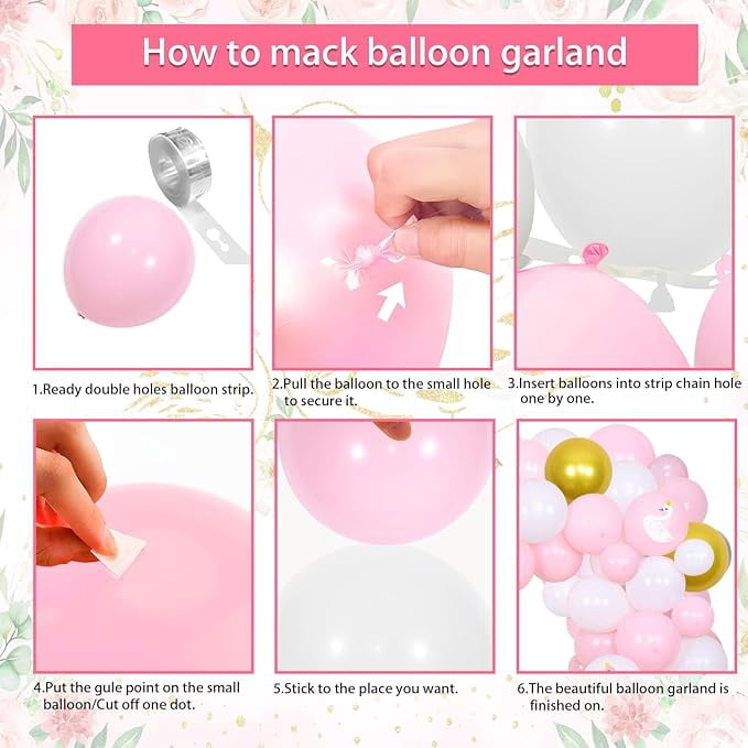Swan Baby Shower Decorations Pink and Gold Swan Backdrop Balloon Garland Arch Kit Pink Swan Floral Decorations White Swan Baby Shower Decor for Baby Girls Baby Shower Party Supplies