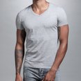 thumbnail image 4 of Men's Short Sleeve Solid Cotton V Neck T Shirts - Polyester Spandex Blend, Fashionable Design, for Casual Wear, Available in Multiple Sizes, 4 of 4