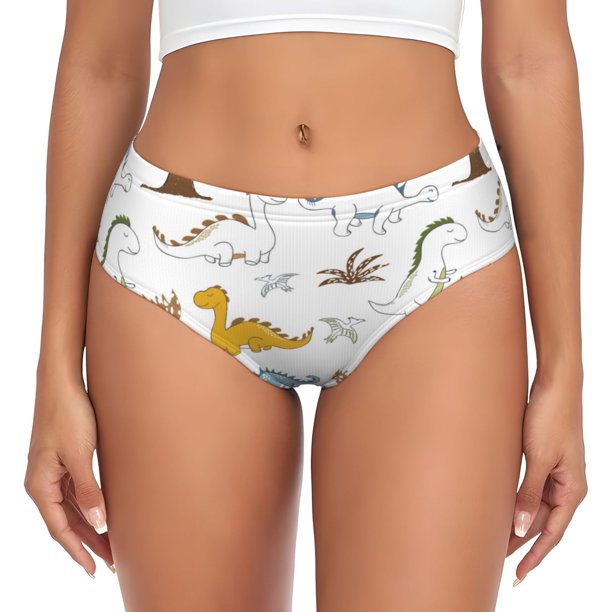 Fotbe Dinosaur Calzones Estampados para Mujer – Ropa Interior de Algodón, Cómoda, Suave y Elástica-Small