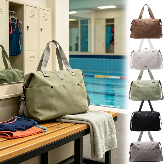 Large Capacity Canvas Duffel Bag, Women's Gym & Yoga Handbag, Crossbody Travel Weekender, Overnight Tote for Airplane Carry-on, Durable Oversized Sport Bag with Shoe Compartmentā, Green