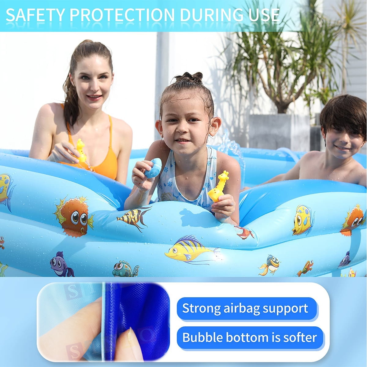Buy Bestgoods Inflatable Swimming Pool Rectangular Kiddie Pool Blow Up