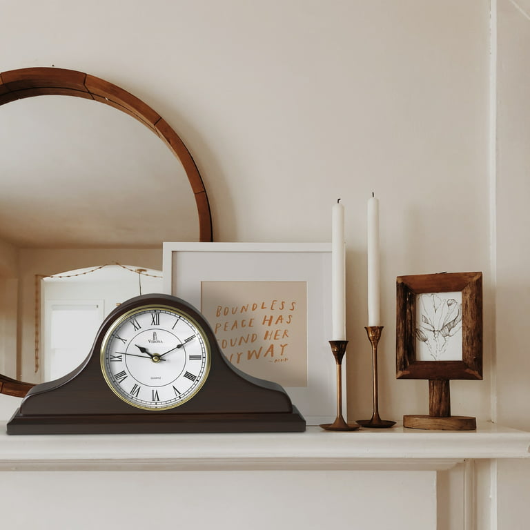 Mantel Clock, Wooden Mantle Clock for Living Room Décor - Silent