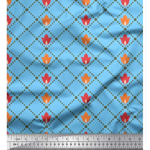 Soimoi Rayon Crepe Fabric Jaal Jamdani Print Fabric by the Yard 46 Inch Wide