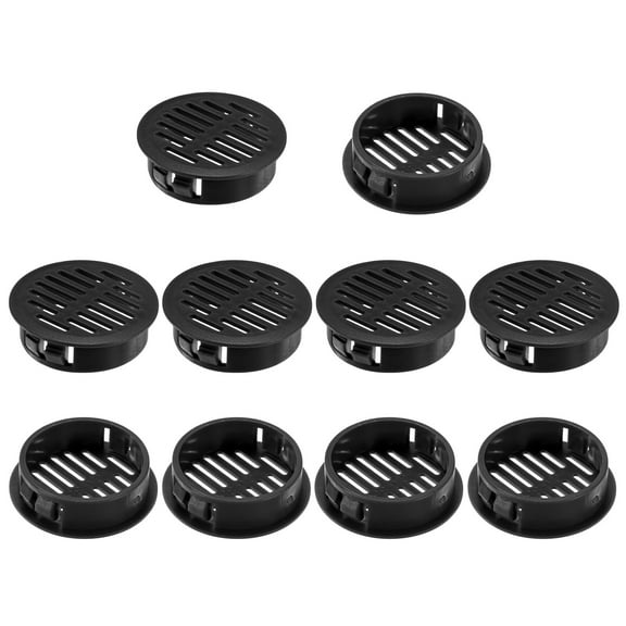 Uxcell 10-Pack Round Soffit Vents, 50mm/2 Inch Plastic Air Vents Grille Circular Soffit Vents Cover for Bathroom Home/ Office/Kitchen/Cabinet/Wardrobe [Black]