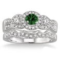 thumbnail image 2 of 1.5 Carat Emerald & Diamond Halo Bridal Set on 10k White Gold, 2 of 2