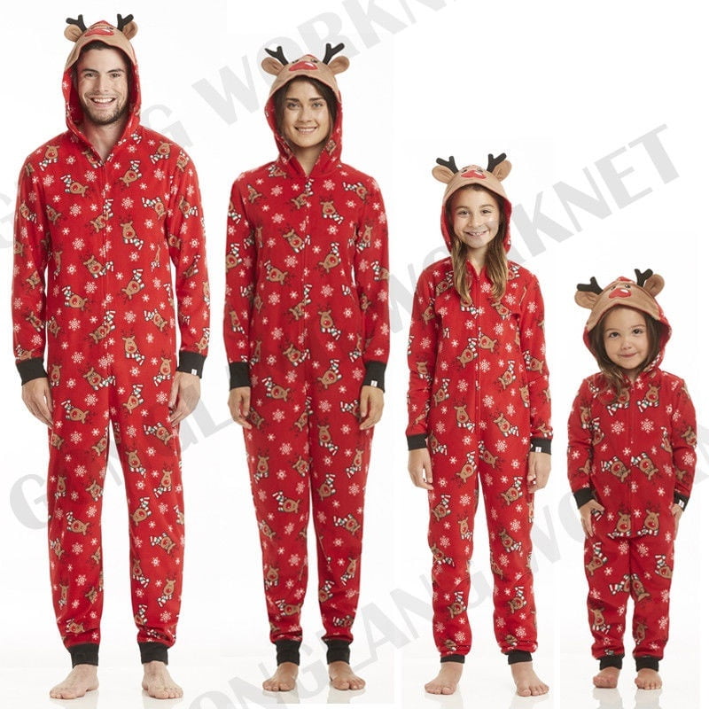 Faroot Christmas Striped Pyjamas Matching Family Nightwear Adult Mum Dad Baby Kids Onesize