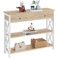 thumbnail image 3 of Topeakmart X Design Console Table w/ 1 Drawer & 2 Shelves, Gray, Light Oak, 3 of 7