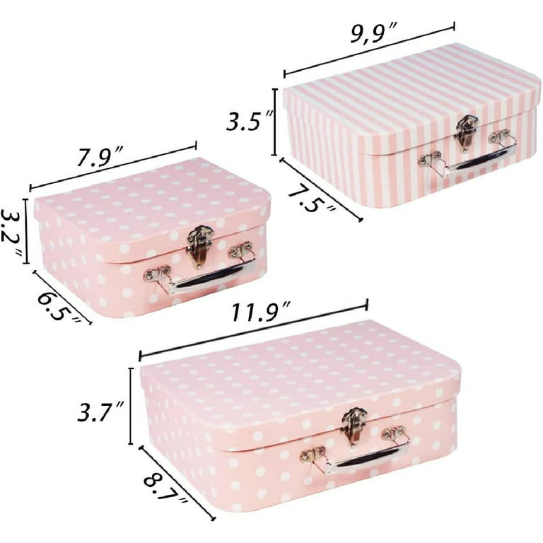 Paperboard Suitcases Set of 3 Decorative Storage Boxes With Lids,Cardboard  Boxes for Home Decoration, Wedding, Birthday, Anniversary and New Year Gift