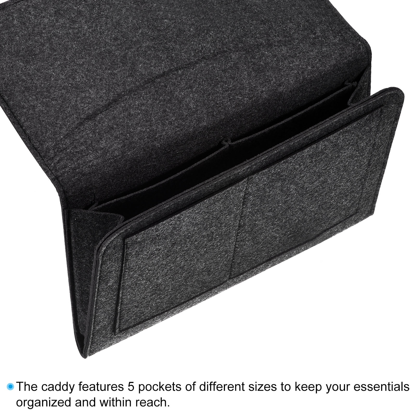 Unique Bargains Felt Bedside Hanging Organizer for Remotes and Phones Grey 13"