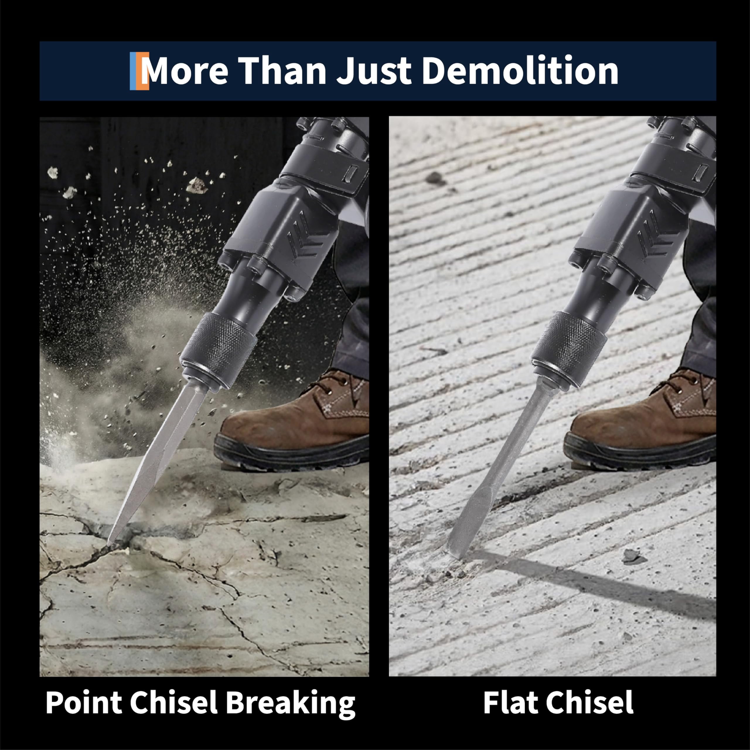 Demolition Jack-Hammer,1400W Electric Jackhammer Heavy Duty with 2 Bits 360 Degree Swiveling Handle Carrying Case Gloves for Trenching and Breaking Holes