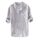 thumbnail image 1 of Camisa de lino de manga larga con botones para hombre: prenda informal de corte holgado en color liso, tejido ligero y suave para todas las estaciones, tallas M-XXXXL, 1 of 6