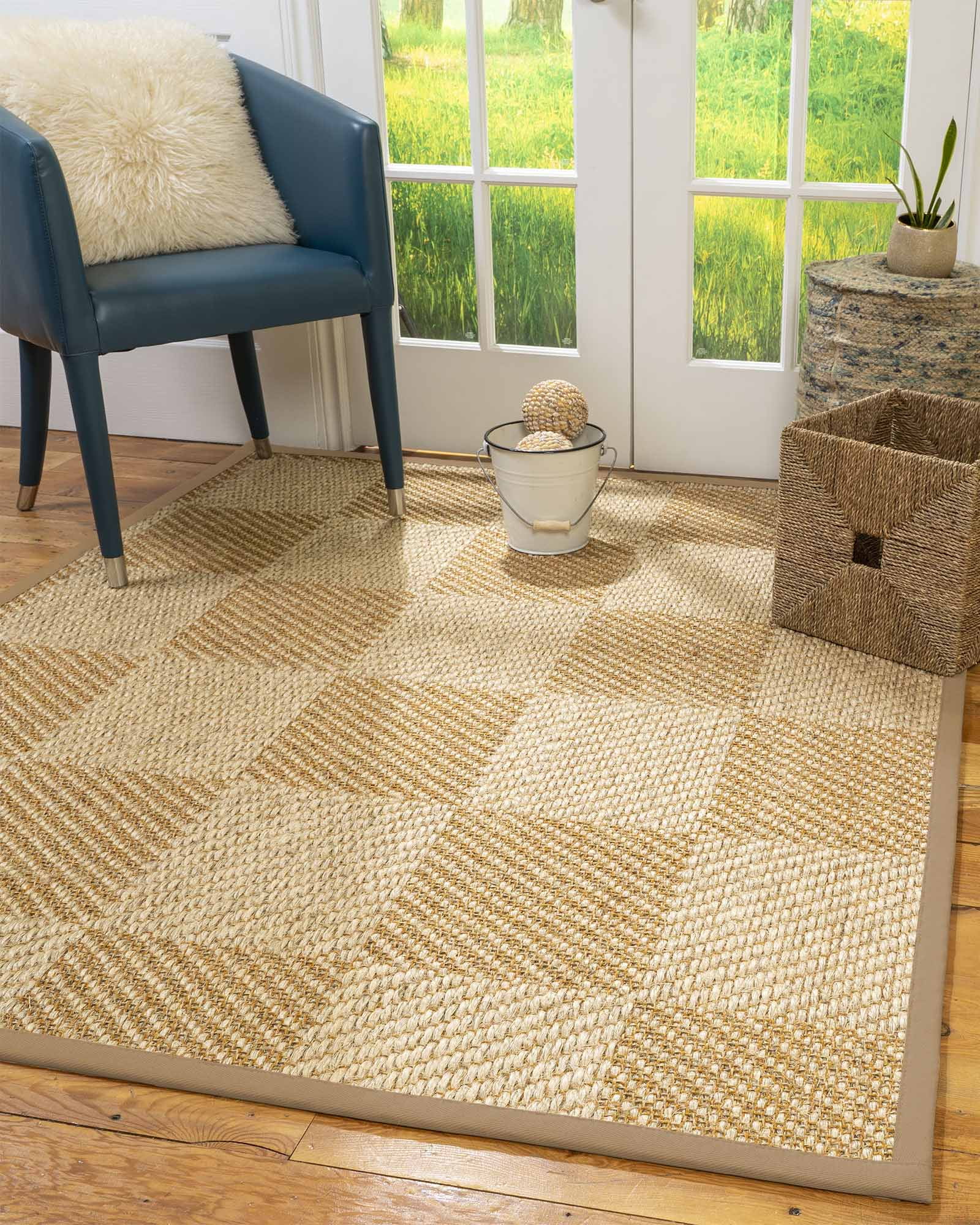 Natural Area Rugs Nirvana Custom Sisal Rug, 10', Round Wheat Border