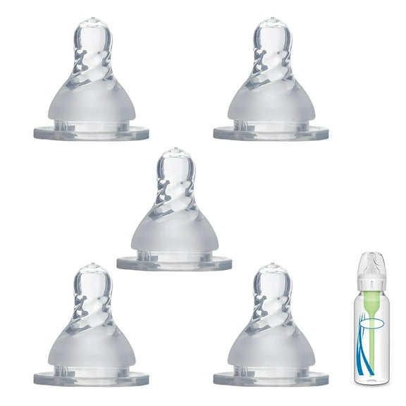 5 Pack Silicone Nipple Compatible with Dr. Brown’s Natural Bottle,Replacement Silicone Bottle Nipple, Durable and Soft Nipple, Ideal for Breast to Bottle Transition (Level 4, Extra Fast Flow) 1 Count