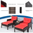 thumbnail image 5 of DORTALA Outdoor Rattan Furniture Set – 5 Piece Patio Conversation Group with Cushions, Glass Table, Ottomans and Chairs for Backyard or Balcony, 5 of 14