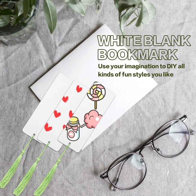 160 Pieces Blank Bookmarks Cardstock with 160 Pcs Colorful Tassels, Craft Paper Bookmarks for DIY Classroom Projects