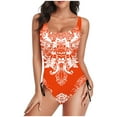 thumbnail image 1 of Tops de Bikini para las Mujeres Patrón Multicolor Impresión Trasera Recorte Sling Traje de Baño, Traje de Baño de Pieza Modesta, 1 of 6