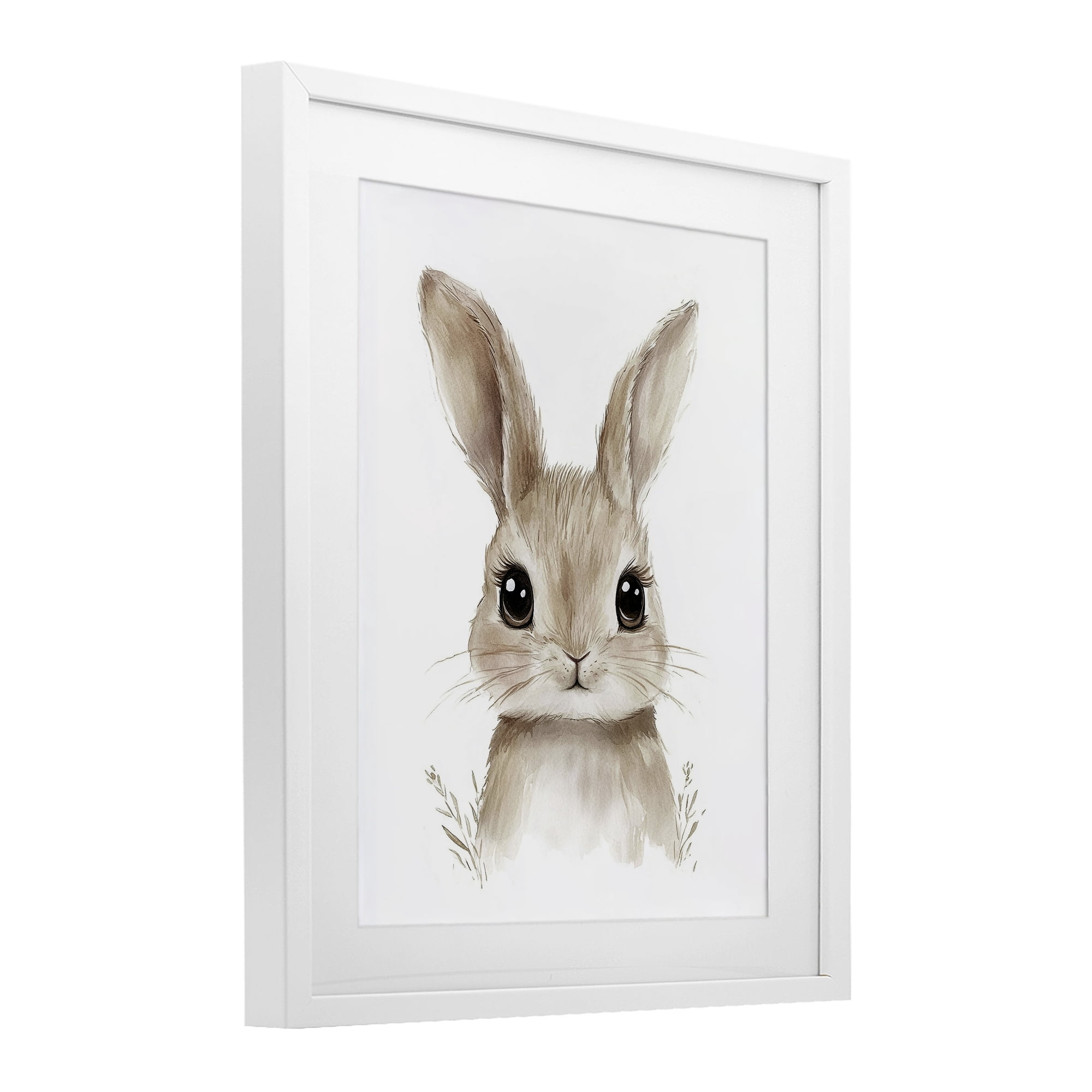 Stupell Industries Nursery Babies Bunny White Framed Print Under Glass, design by Ramona Murdock