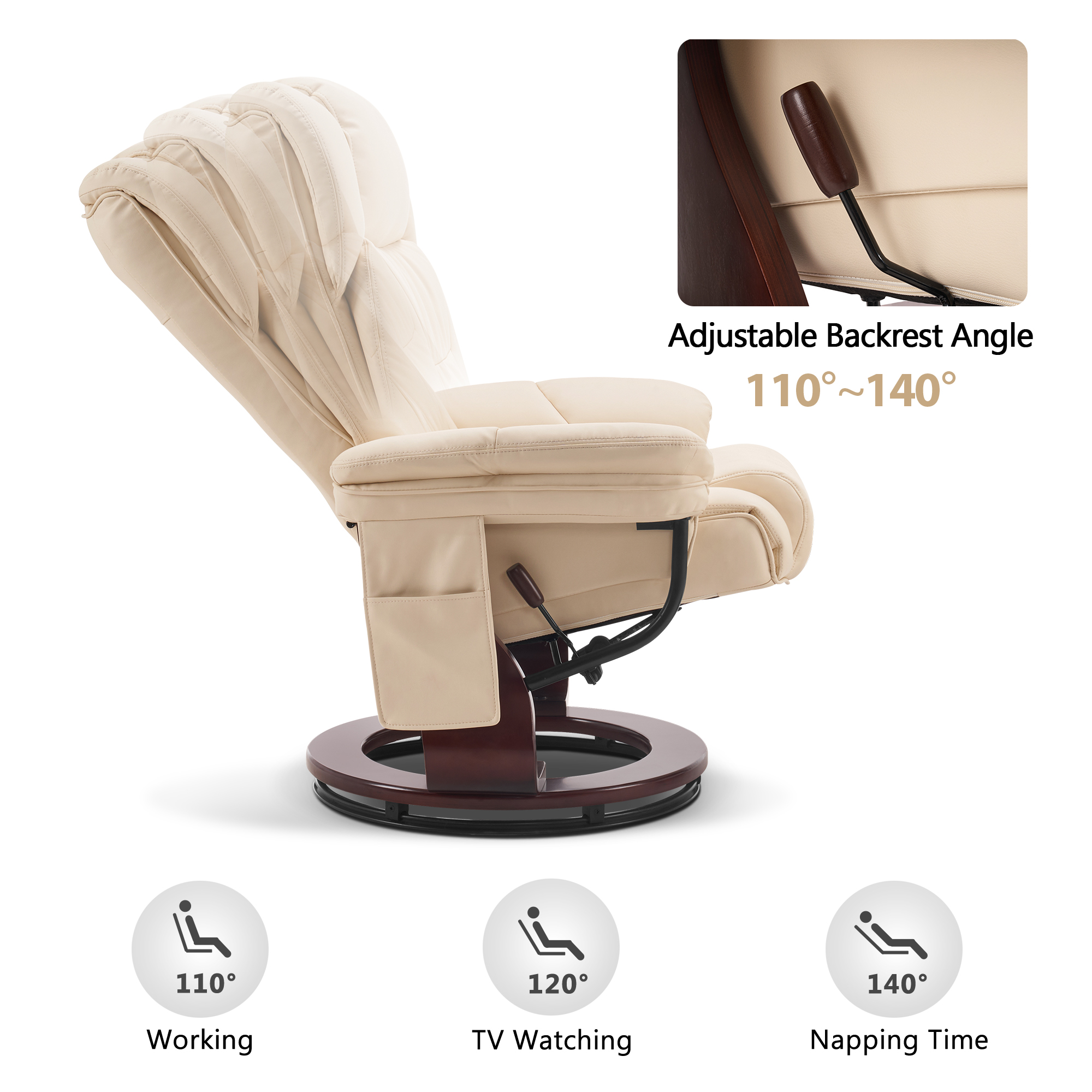 Mcombo Recliner with Ottoman, Vibration Massage Lumbar Pillow Swivel 9096 -  On Sale - Bed Bath & Beyond - 32513774