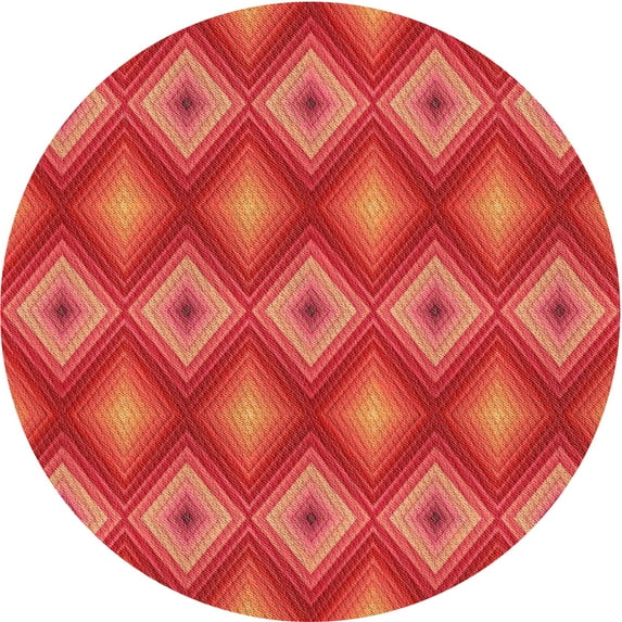 Ahgly Company Indoor Round Patterned Bright Orange Area Rugs, 4' Round