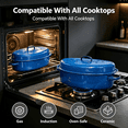 thumbnail image 3 of 16 inch Enamel Oval Roasting Pan with Lid, Roasting Rack & Silicone Accessories Set, Even Heat Distribution for Turkey Chicken Vegetables, Blue, 3 of 6