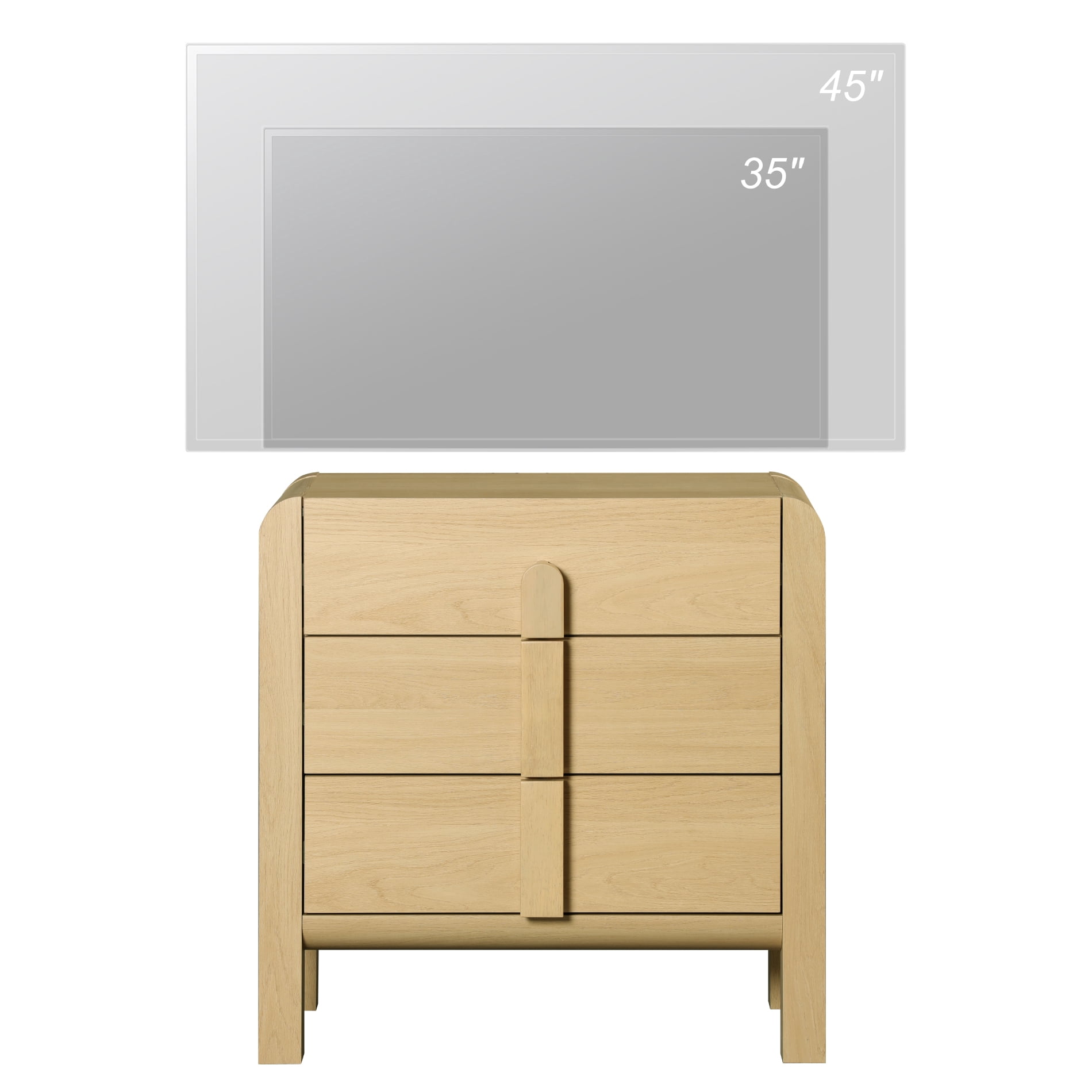 31.5 Inches Curved Dresser TV Stand, Mid Century Modern Entertainment Center, Wooden TV Console with Storage for Living Room,Bedroom