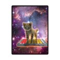thumbnail image 1 of RYLABLUE Space Cat Fleece Blanket Throw Blanket 58x80 inches, 1 of 1
