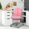 thumbnail image 4 of Gymax Kids Desk Study Chair Adjustable Height Depth w/ Sit-Brake Casters Pink, 4 of 10