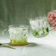 thumbnail image 2 of Patrón de hierba Vidrio de borosilicato Leche Taza de café Vasos Regalo B Afortunado Sencillez, 2 of 5